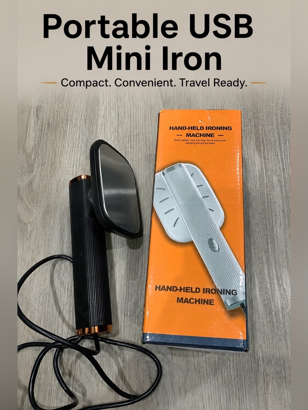 Portable USB Handheld Mini Ironing Machine – Black & Gold – Travel & Crafting